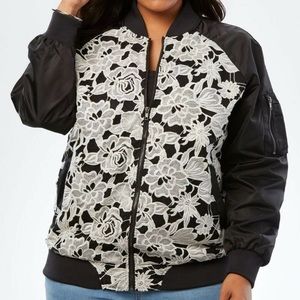 Roaman’s Bomber Embroidered Jacket Black Size 2X